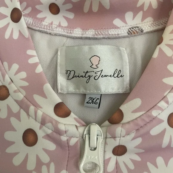 Dainty Jewells Pink Sheath Swim with Bishop Sleeves - Picture 2 of 2